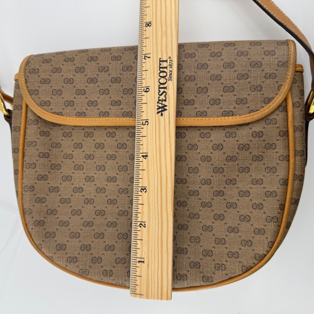 Gucci Crossbody Bag Women Brown Micro GG Supreme Canvas Tan Leather 001-084-0259 - Picture 14 of 15